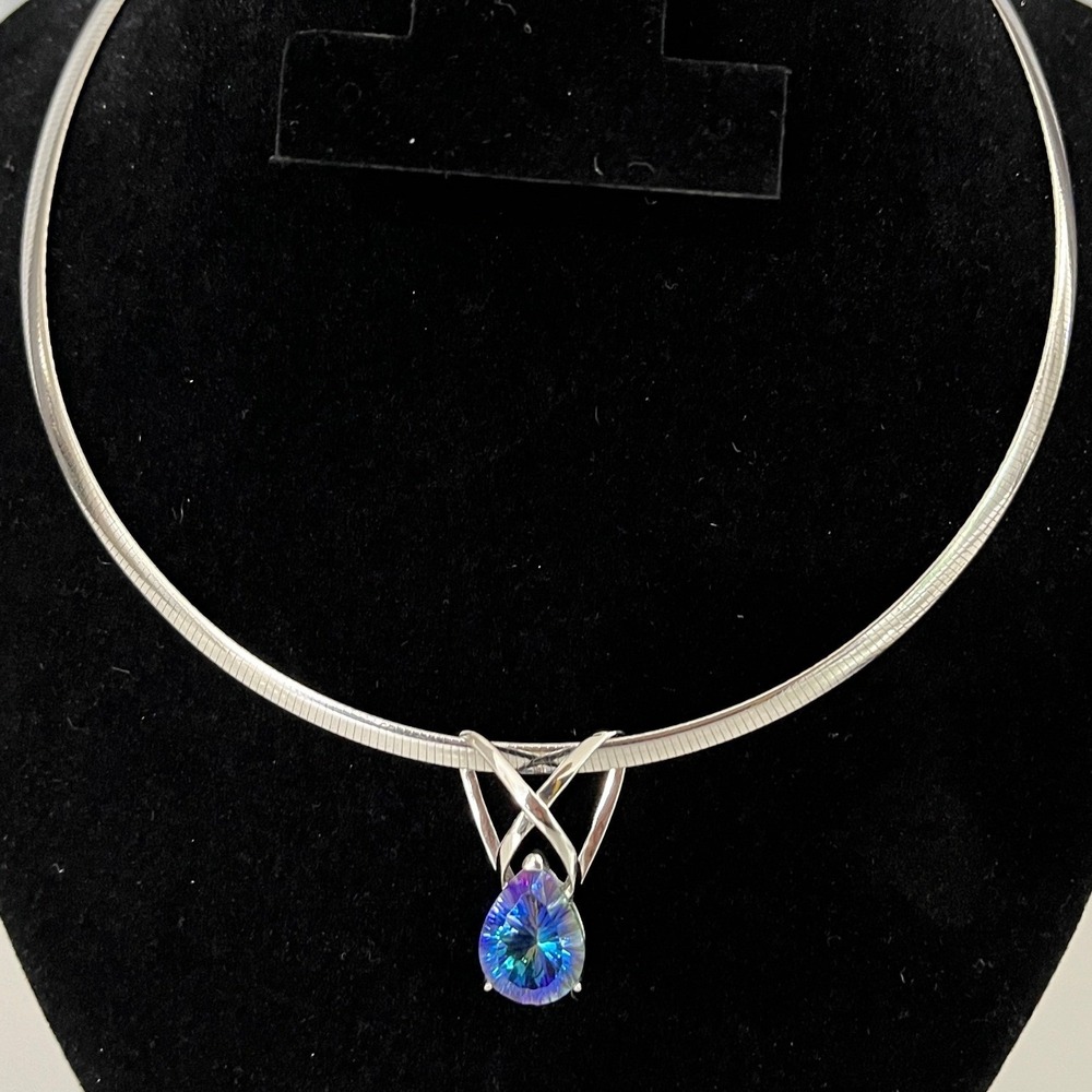 Discover Omega Necklace Womens 925 Sterling Silver Reversible Mystic Topaz Italy